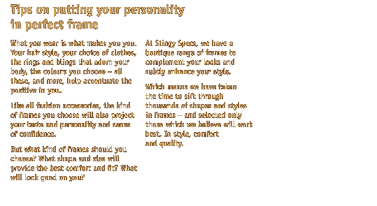 tips on putting your personality in perfect frame